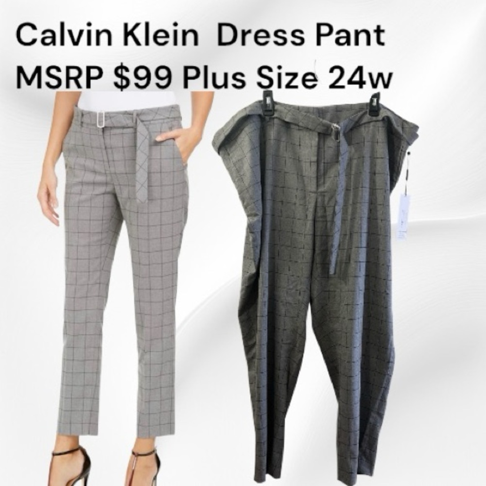 Calvin Klein Window Pane Ankle Dress Pant NWT MSRP $99 Size 24W